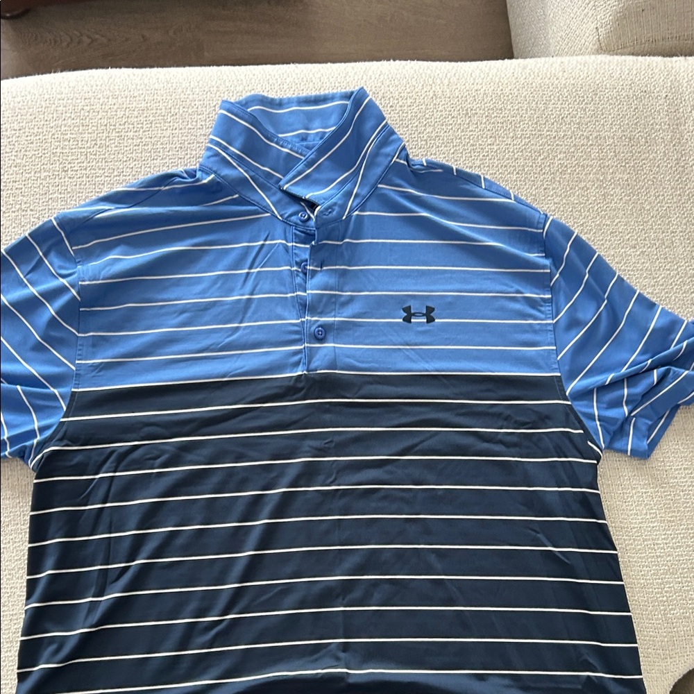 Under Armour Blue and Navy Striped Men’s Polo